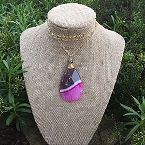 Faceted striped agate & crystal pendant necklace